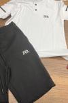 ZARA İKİ DÜĞMELİ ŞORTLU TAKIM  Beyaz