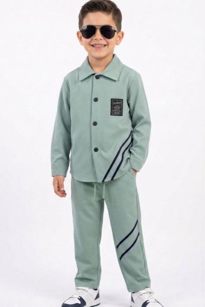 ETİKETLİ DÜĞMELİ İKİLİ PARAŞÜT ERKEK TAKIM  Yeşil