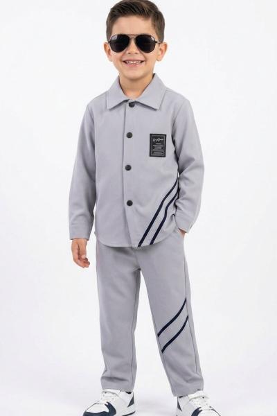 ETİKETLİ DÜĞMELİ İKİLİ PARAŞÜT ERKEK TAKIM  Gri