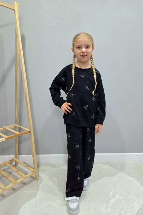 HER YERİ MİNİK FİYONKLU OYSO KIZ TAKIM Siyah