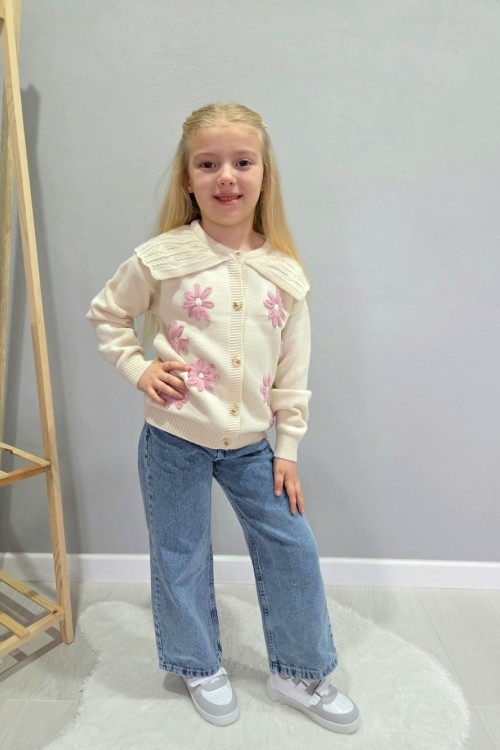 KAYIK YAKALI PAPATYA HIRKALI KIZ KOT TAKIM Krem