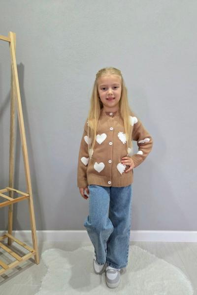 HIRKASININ HER YERİ KALPLİ KIZ KOT TAKIM  Kahverengi