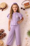 BAYRAMLIK KOLLARI FIRFIR KELEBEKLİ SAÇ BANTLI GÖMLEK TAKIM Lila