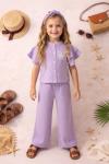 BAYRAMLIK KOLLARI FIRFIR KELEBEKLİ SAÇ BANTLI GÖMLEK TAKIM Lila