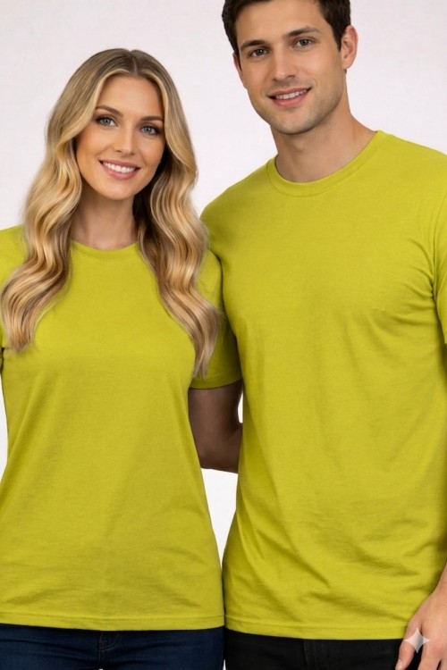 KAMPANYALI UNİSEX  TEK DÜZ  TİŞÖRT  Yağ Yeşili