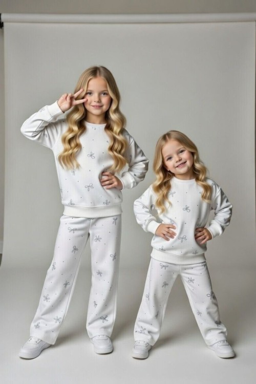 HER YERİ MİNİK FİYONKLU OYSO KIZ TAKIM Beyaz