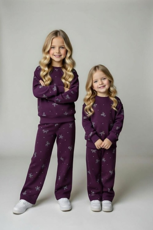 HER YERİ MİNİK FİYONKLU OYSO KIZ TAKIM Mürdüm