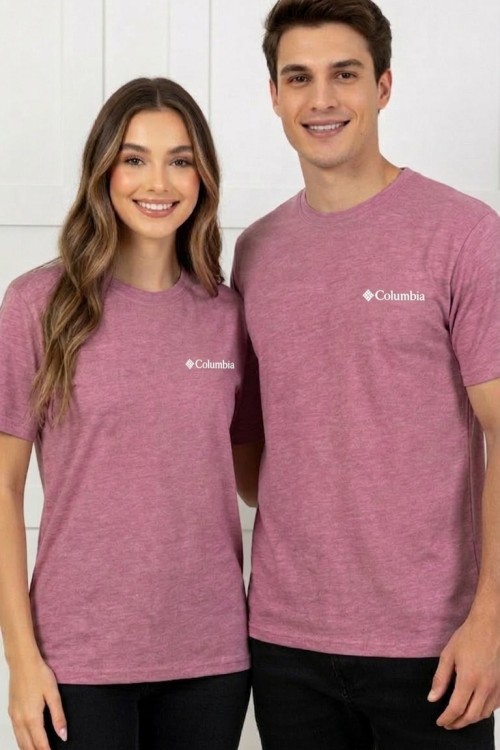 KAMPANYALI UNİSEX COLOMBİA BEYAZ YAZILI  TEK TİŞÖRT  Bordo