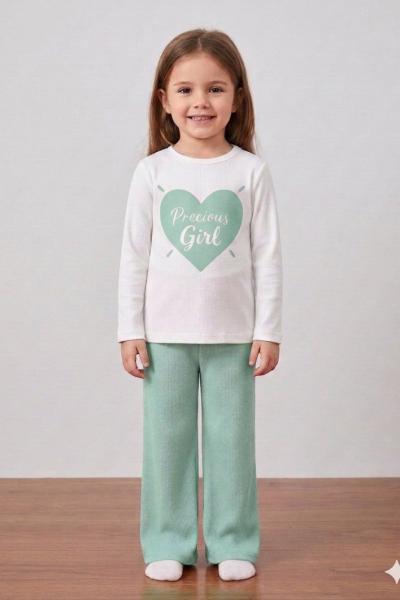 PRECİOUS GİRL KALPLİ ALT KAŞKORSE KIZ TAKIM  Su Yeşili