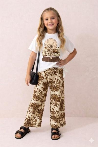 SAÇI FİYONKLU YANDAN BAĞLAMALI İSPANYOL KIZ TAKIM  Kahverengi