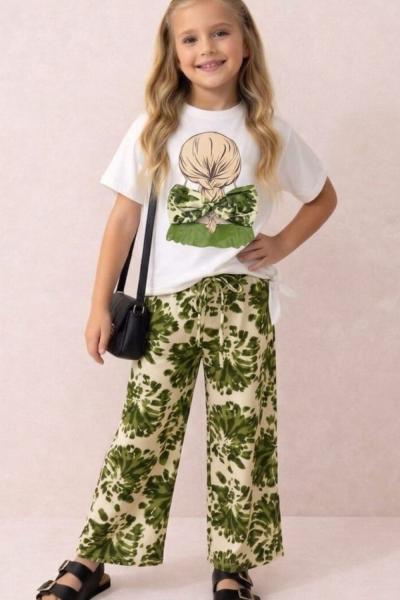 SAÇI FİYONKLU YANDAN BAĞLAMALI İSPANYOL KIZ TAKIM  Yeşil