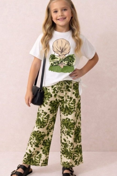 SAÇI FİYONKLU YANDAN BAĞLAMALI İSPANYOL KIZ TAKIM  Yeşil