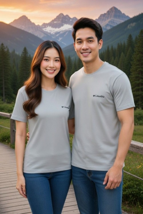 KAMPANYALI UNİSEX COLOMBİA TEK SİYAH YAZILI Açık Gri