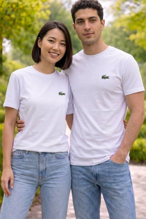 KAMPANYALI UNİSEX TİMSAHLI TEK TİŞÖRT  Beyaz