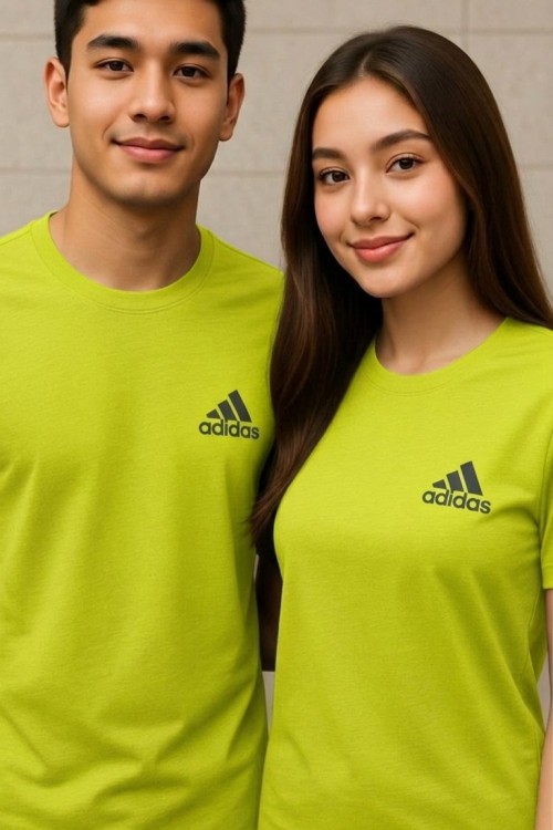 KAMPANYALI UNİSEX KAPALI ADİDAS TEK TİŞÖRT  Yağ Yeşili