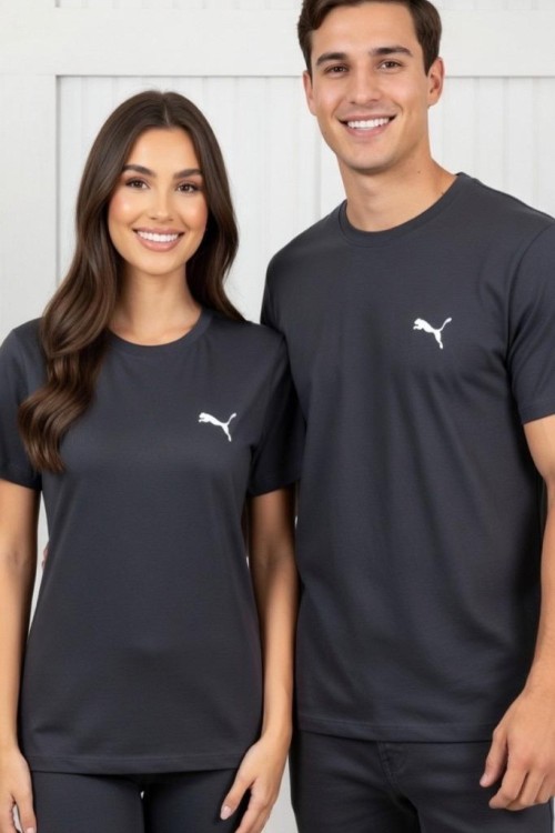 KAMPANYALI UNİSEX KENARDA KEDİLİ PUMA TİŞÖRT Siyah