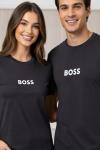 KAMPANYALI UNİSEX BEYAZ YAZILI ORTADA BOSS TİŞÖRT  Siyah