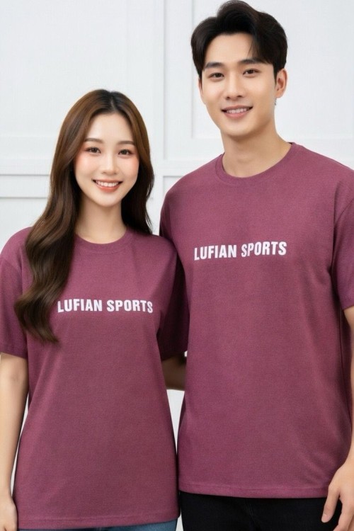 KAMPANYALI UNİSEX BEYAZ YAZILI LUFİAN SPORTS TİŞÖRT  Mürdüm