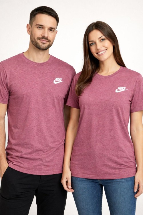 KAMPANYALI UNİSEX BEYAZ YAZILI NİKE YAZAN TİŞÖRT  Mürdüm