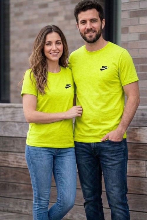 KAMPANYALI UNİSEX SİYAH YAZILI NİKE YAZAN TİŞÖRT Yağ Yeşili