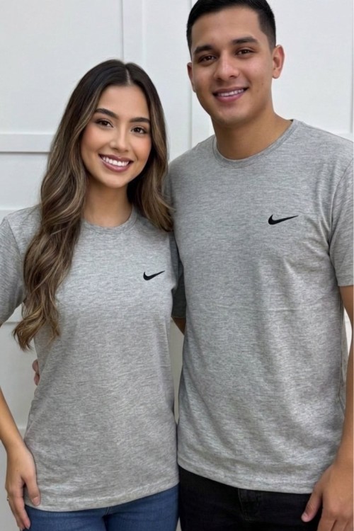 KAMPANYALI UNİSEX KENARDA BEYAZ YAZILI NİKE TİŞÖRT  Açık Gri