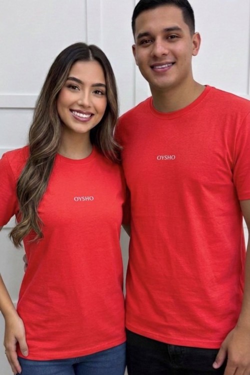 KAMPANYALI UNİSEX BEYAZ YAZILI OYSHO TİŞÖRT  Kırmızı