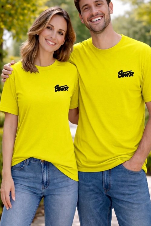 KAMPANYALI UNİSEX SİYAH YAZILI SWD  TİŞÖRT  Sarı