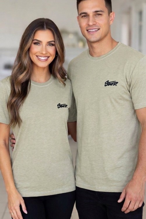 KAMPANYALI UNİSEX SİYAH YAZILI SWD  TİŞÖRT  Haki