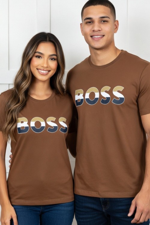 KAMPANYALI BOSS YAZILI TEK TŞÖRT  Acı Kahve