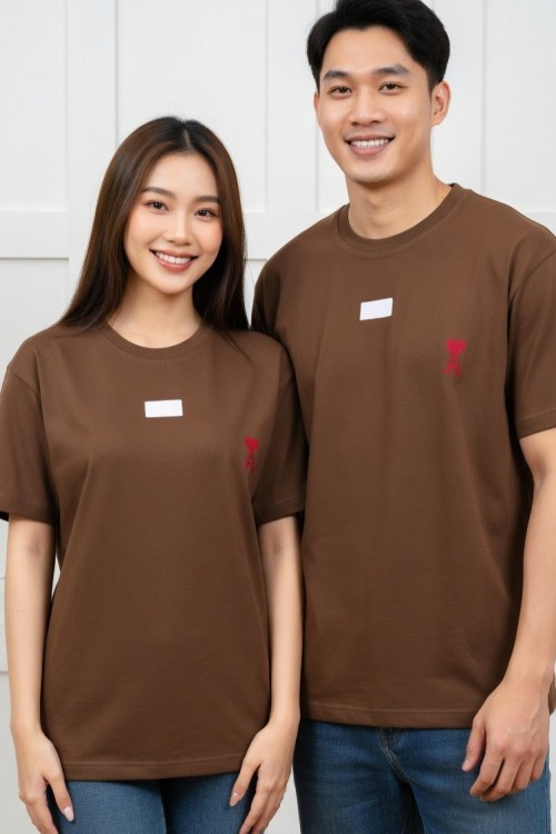 KAMPANYALI A ÜSTÜ KALP BASKILI TEK TŞÖRT Acı Kahve