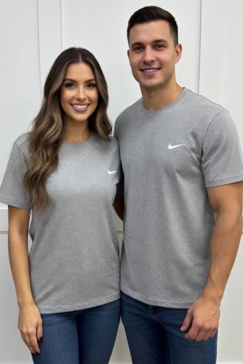 KAMPANYALI UNİSEX KENARDA BEYAZ YAZILI NİKE TİŞÖRT  Gri