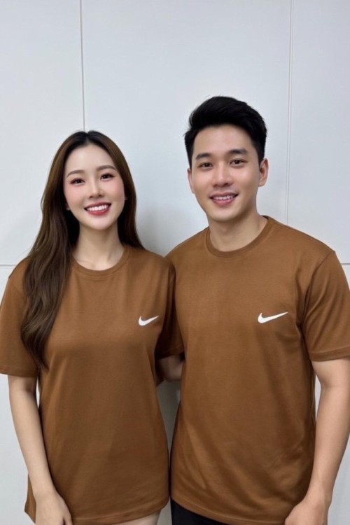 KAMPANYALI UNİSEX KENARDA BEYAZ YAZILI NİKE TİŞÖRT  Kahverengi