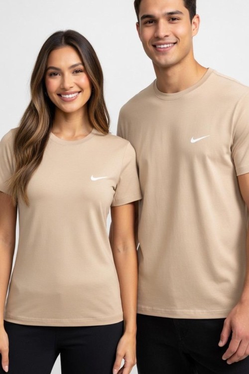 KAMPANYALI UNİSEX BEYAZ YAZILI NİKE YAZAN TİŞÖRT  Bej