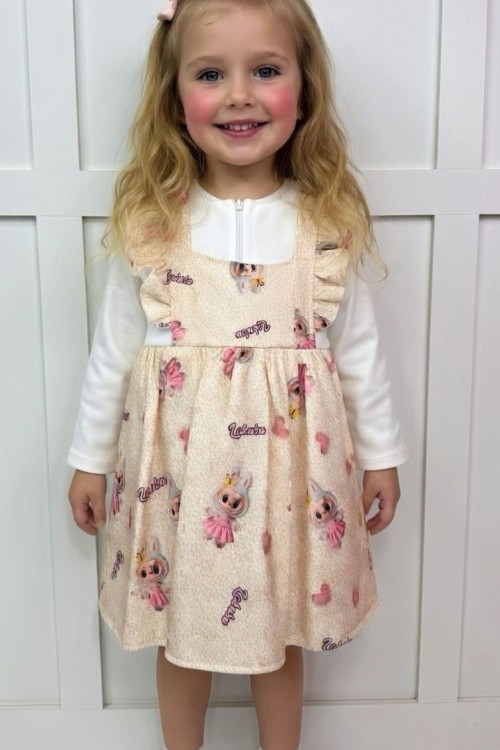 BAYRAMLIK LABUBU SLOPET BADİLİ ELBİSE  Pembe