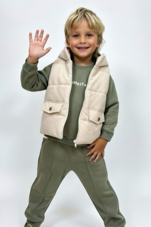 3 LÜ CEPLİ ŞİŞME YELEKLİ TAKIM Haki