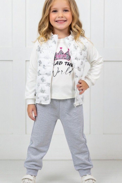 3 LÜ YELEKLİ KELEBEKLİ TAKIM Gri