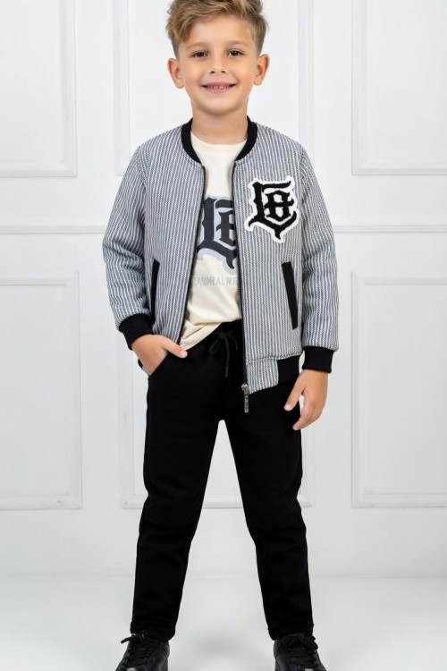 MOMENT AMBLEMLİ 3 LÜ CEKETLİ ERKEK TAKIM  Siyah