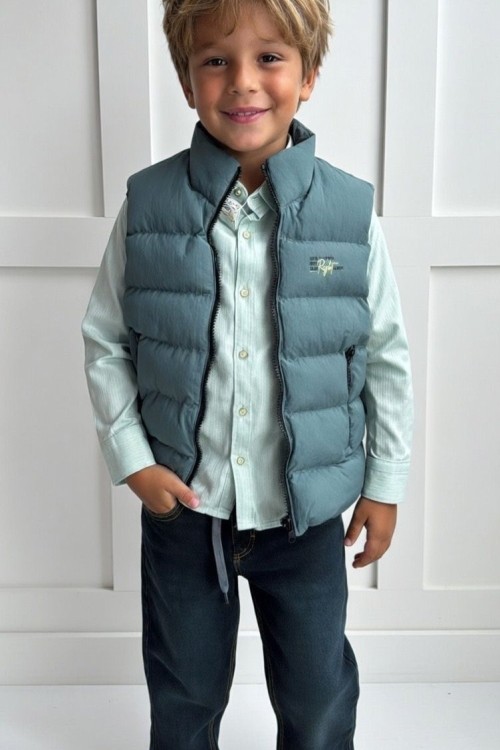 3 LÜ ŞİŞME YELEKLİ GÖMLEKLİ KOT TAKIM  Su Yeşili