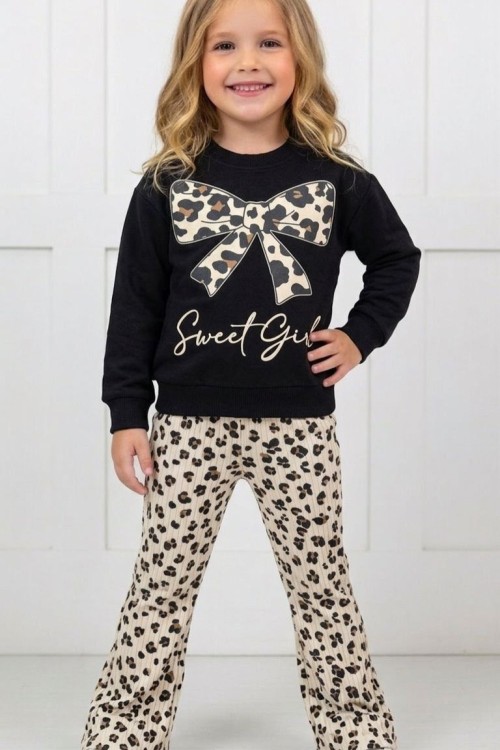 FİYONKLU TAYTI LEOPAR FİTİLLİ TAKIM  Siyah