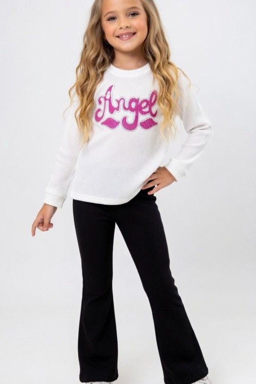 ÖNÜ ANGEL YAZILI İSPANYOL TAYTLI KIZ TAKIM  Beyaz