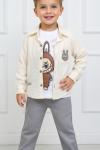 LABUBU 3 LÜ GÖMLEKLİ PANTOLONLU TAKIM Krem