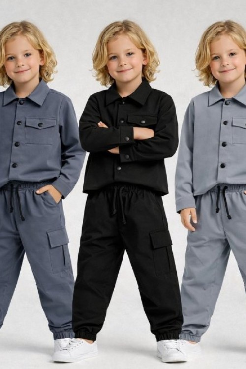 3 PARÇA TEK CEPLİ YENİ  PARAŞÜT TAKIM Gri