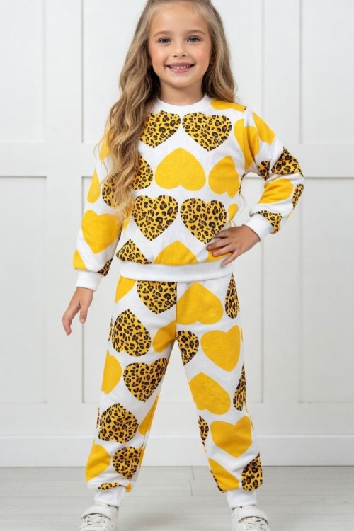 BÜYÜK UYGUN LEOPAR KALPLİ  MEVSİMLİK TAKIM  Sarı
