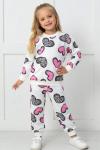 KÜÇÜK UYGUN LEOPARLI PEMBE KALPLİ MEVSİMLİK TAKIM  Beyaz