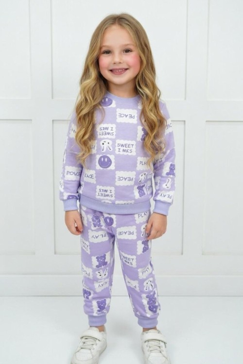 KÜÇÜK UYGUN ÖZGE DESENLİ MEVSİMLİK TAKIM  Lila