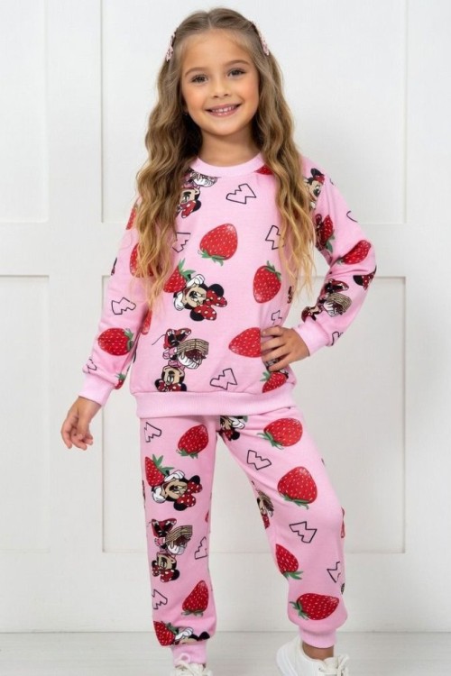 KÜÇÜK UYGUN ÇİLEKLİ MİCKEY MEVSİMLİK TAKIM  Pembe