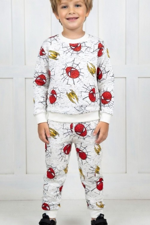 KÜÇÜK UYGUN KÜÇÜK KAFALI ÖRÜMCEK ADAM MEVSİMLİK TAKIM  Beyaz