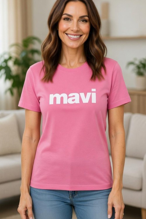 KAMPANYALI UNİSEX MAVİ KÜÇÜK BEYAZ YAZILI  Pembe