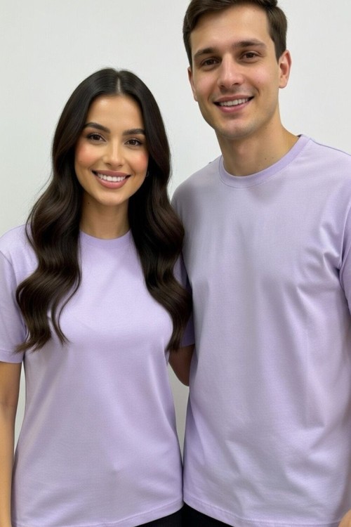 KAMPANYALI UNİSEX  TEK DÜZ  TİŞÖRT  Lila