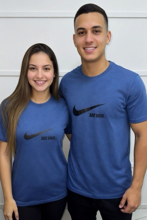 KAMPANYALI UNİSEX JUST DO IT SİYAH YAZILI NİKE TİŞÖRT  Koyu Mavi